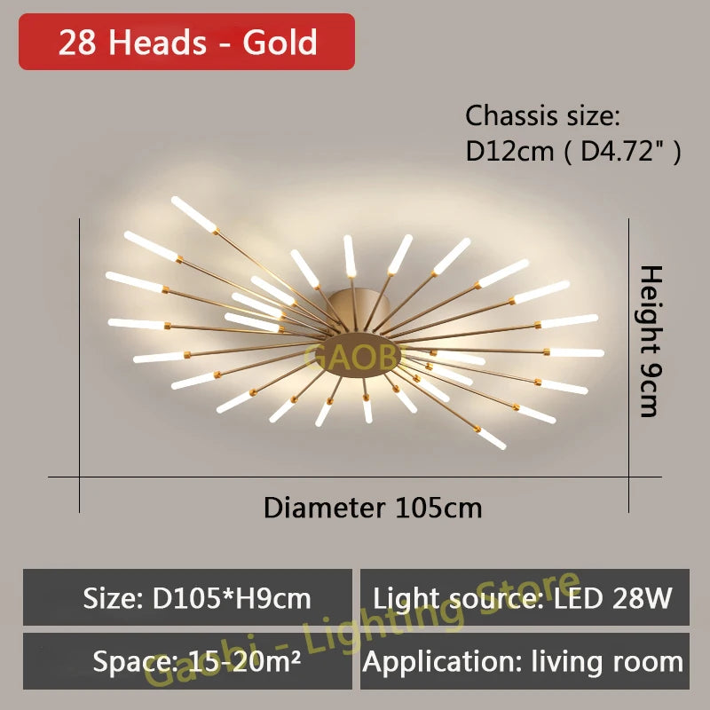 Bedroom Ceiling Light Fixtures Modern LED Ceiling Chandelier Light for Living Room Nordic Firework Dining Room Hall Ceiling Lamp