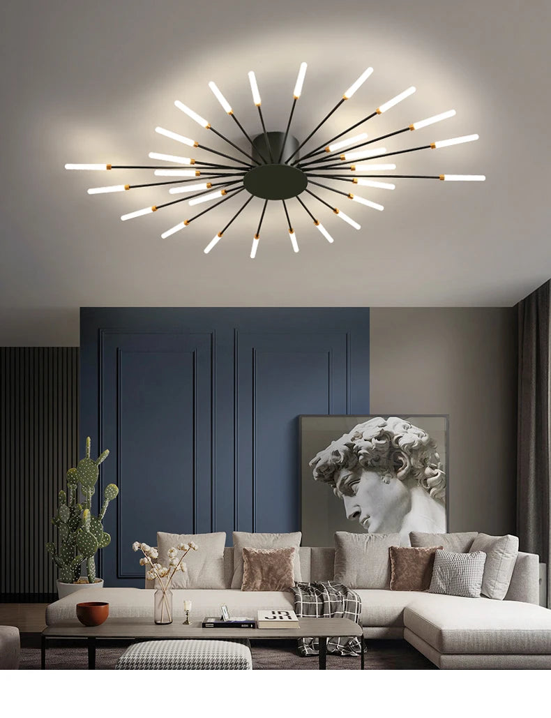 Bedroom Ceiling Light Fixtures Modern LED Ceiling Chandelier Light for Living Room Nordic Firework Dining Room Hall Ceiling Lamp