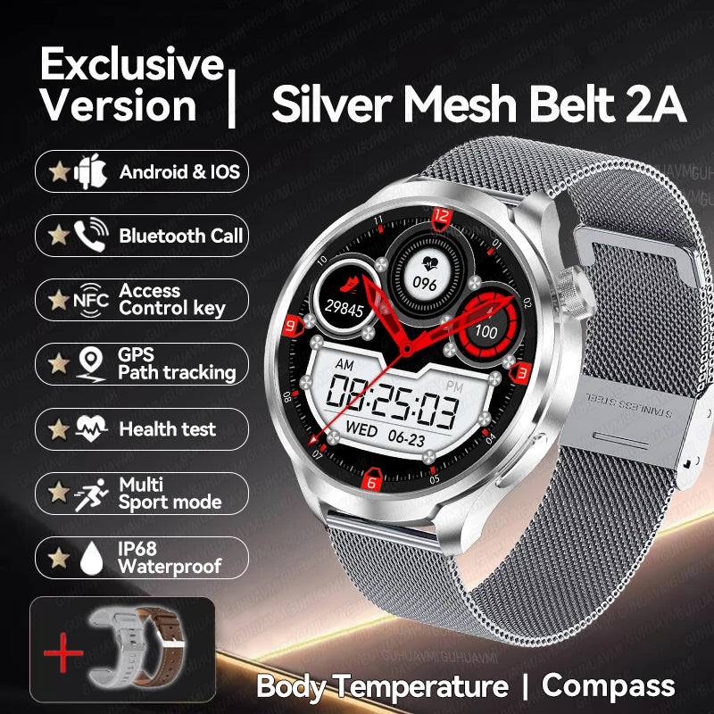 2025 New GPS Sports NFC Fashion Smartwatch Men's 1.85 "AMOLED Screen Heart Rate Blood Pressure Health Smart Watch For Huawei IOS