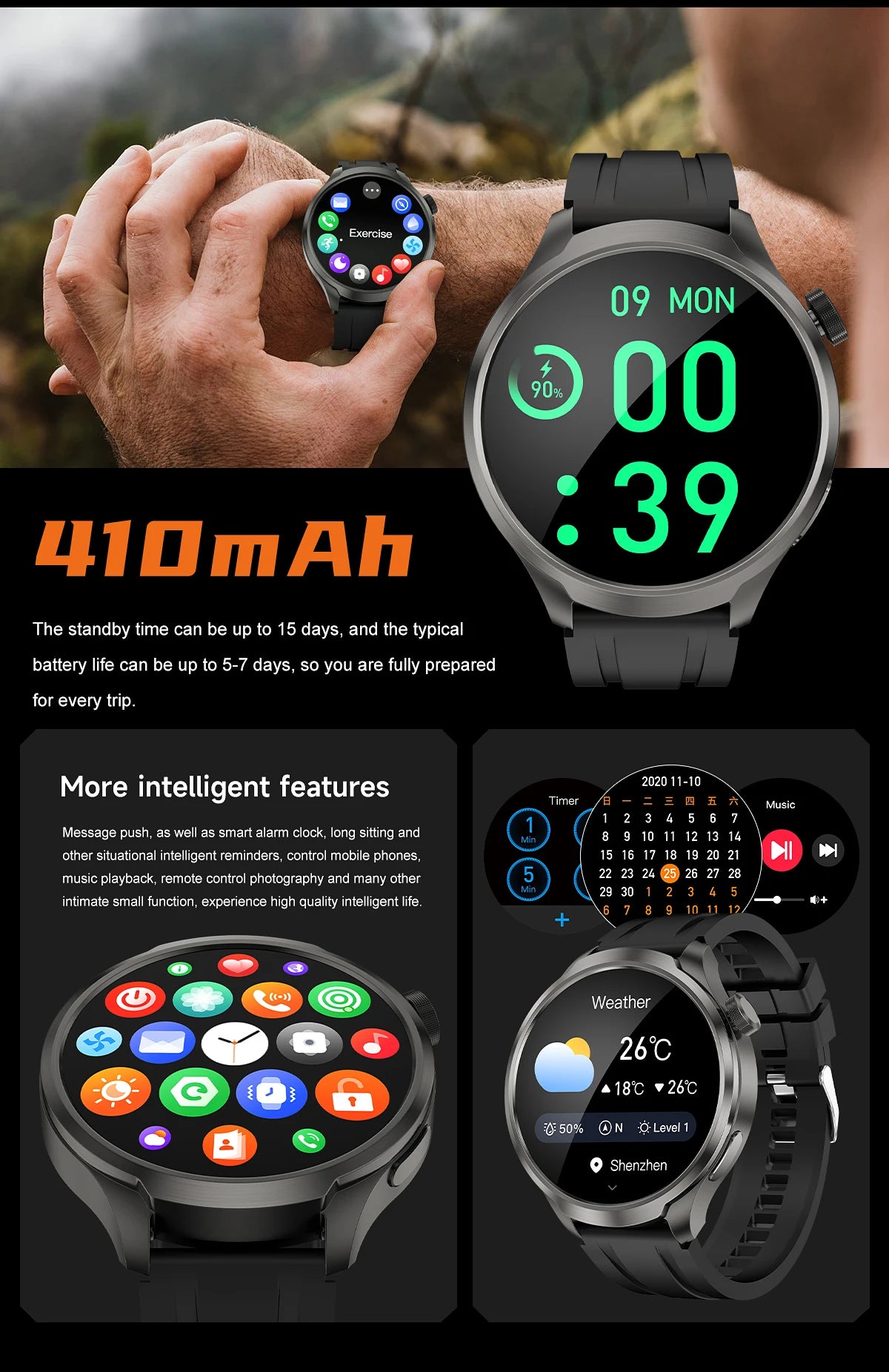 2025 New GPS Sports NFC Fashion Smartwatch Men's 1.85 "AMOLED Screen Heart Rate Blood Pressure Health Smart Watch For Huawei IOS