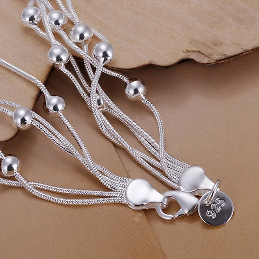hot sell fashion fine product 925 Sterling Silver Jewelry chain beads Bracelets For cute lady women gifts