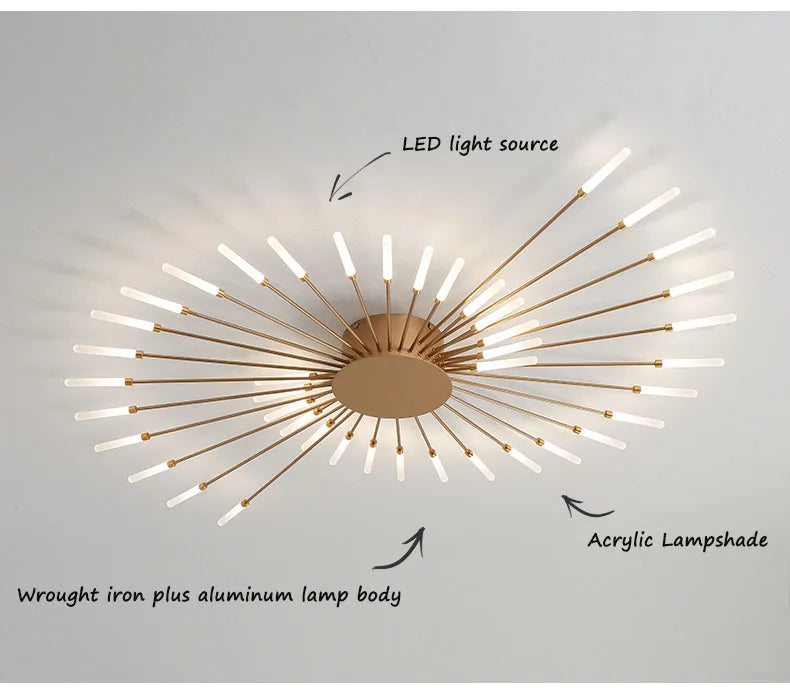 Bedroom Ceiling Light Fixtures Modern LED Ceiling Chandelier Light for Living Room Nordic Firework Dining Room Hall Ceiling Lamp