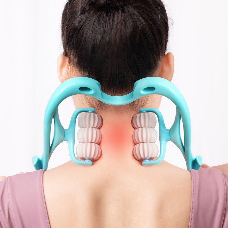 SHOP EASYMultifunctional Manual Six-wheel Neck Massager Massage Relieve Roller Massage Tool