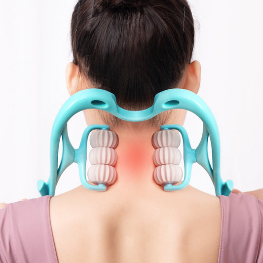 SHOP EASYMultifunctional Manual Six-wheel Neck Massager Massage Relieve Roller Massage Tool