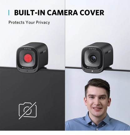 SHOP EASY™ Anker Power C200 2K Webcam for Laptop Computer mini USB web camera Noise Cancelling Stereo Microphones web cam