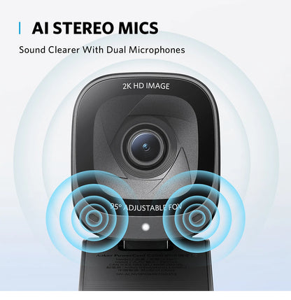 SHOP EASY™ Anker Power C200 2K Webcam for Laptop Computer mini USB web camera Noise Cancelling Stereo Microphones web cam