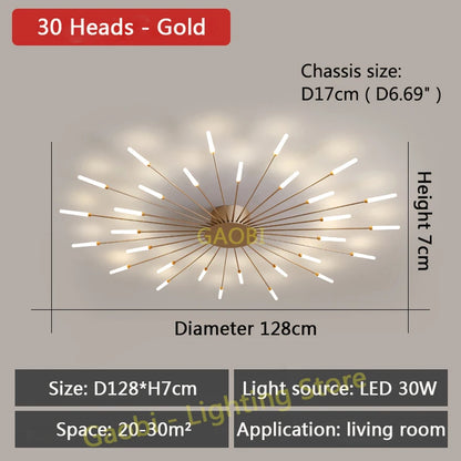 Bedroom Ceiling Light Fixtures Modern LED Ceiling Chandelier Light for Living Room Nordic Firework Dining Room Hall Ceiling Lamp