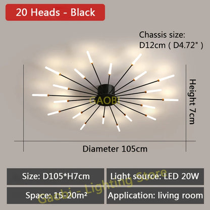 Bedroom Ceiling Light Fixtures Modern LED Ceiling Chandelier Light for Living Room Nordic Firework Dining Room Hall Ceiling Lamp