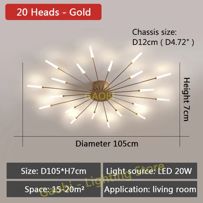 Bedroom Ceiling Light Fixtures Modern LED Ceiling Chandelier Light for Living Room Nordic Firework Dining Room Hall Ceiling Lamp