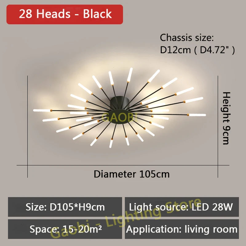 Bedroom Ceiling Light Fixtures Modern LED Ceiling Chandelier Light for Living Room Nordic Firework Dining Room Hall Ceiling Lamp