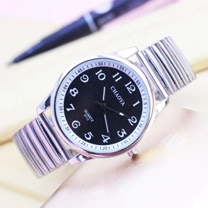 new old women men simple fashion elastic strap stainless steel quartz wristwatch ladies dress white black relogio masculino