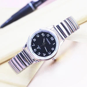 new old women men simple fashion elastic strap stainless steel quartz wristwatch ladies dress white black relogio masculino