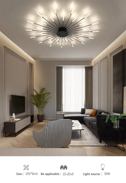 Bedroom Ceiling Light Fixtures Modern LED Ceiling Chandelier Light for Living Room Nordic Firework Dining Room Hall Ceiling Lamp