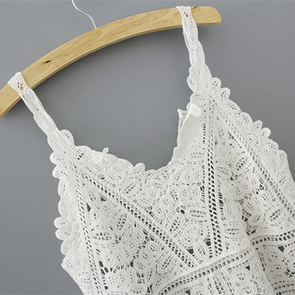 SHOP EASY™ Cotton Crochet Tank Top Sexy Knitted Hollow Out Vest Crop Top for Women