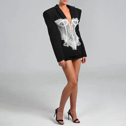 SHOP EASY™ Black Fashionable Women Clothing Lace Stitched