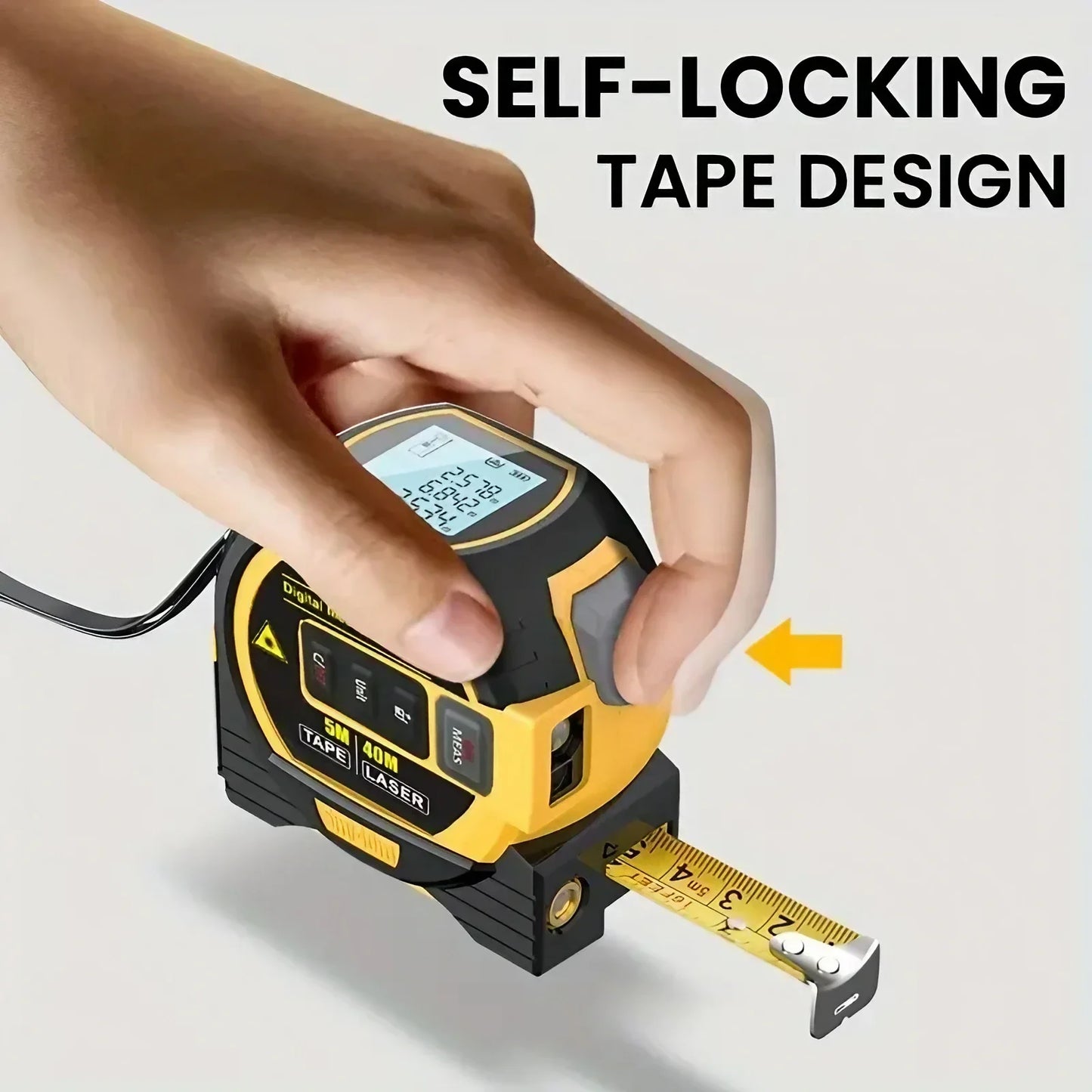 3-in-1 Laser Tape Measure 40/60M Meters Infrared Laser Distance Measuring Smart Energy Ruler High Precision Measuring Instrument