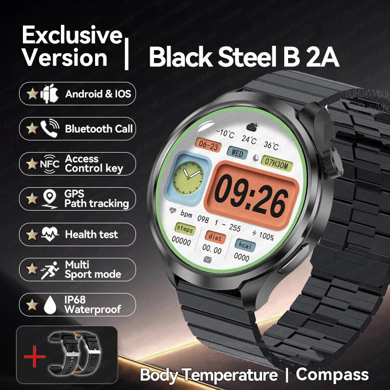 2025 New GPS Sports NFC Fashion Smartwatch Men's 1.85 "AMOLED Screen Heart Rate Blood Pressure Health Smart Watch For Huawei IOS
