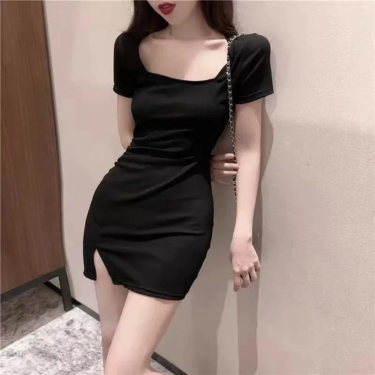 SHOP EASY™ Summer Sexy Short Sleeve Square Collar Dress Slimming Bodycon