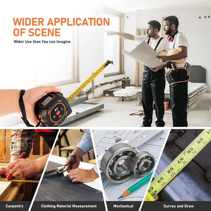 3-in-1 Laser Tape Measure 40/60M Meters Infrared Laser Distance Measuring Smart Energy Ruler High Precision Measuring Instrument