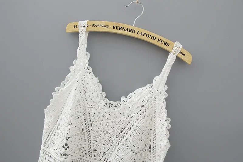 SHOP EASY™ Cotton Crochet Tank Top Sexy Knitted Hollow Out Vest Crop Top for Women