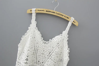 SHOP EASY™ Cotton Crochet Tank Top Sexy Knitted Hollow Out Vest Crop Top for Women
