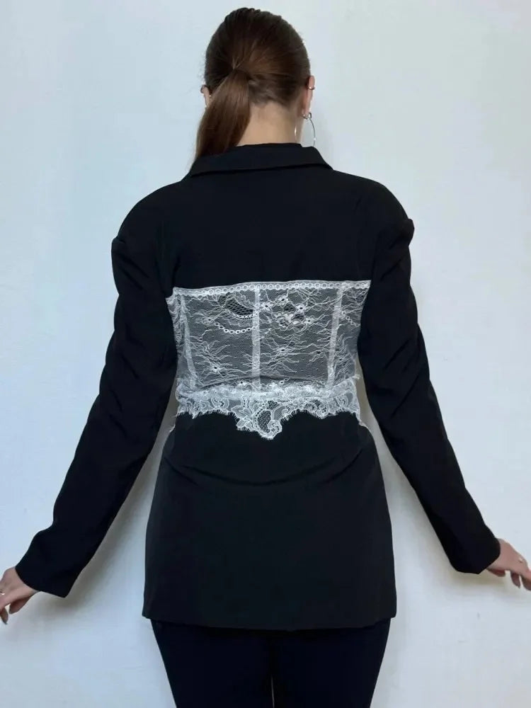 SHOP EASY™ Black Fashionable Women Clothing Lace Stitched