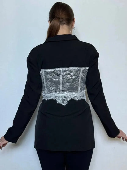 SHOP EASY™ Black Fashionable Women Clothing Lace Stitched