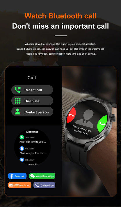 2025 New GPS Sports NFC Fashion Smartwatch Men's 1.85 "AMOLED Screen Heart Rate Blood Pressure Health Smart Watch For Huawei IOS