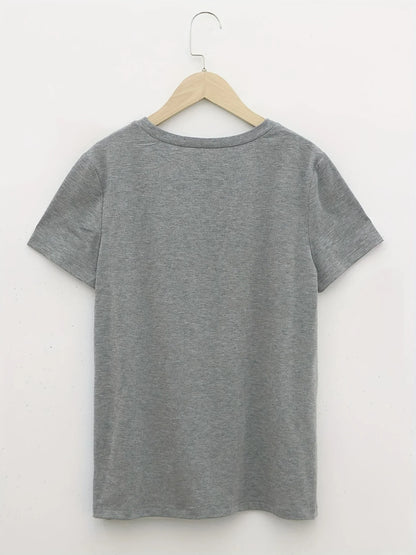 SHOP EASY™ Dandelion Print Crew Neck T-Shirt, Casual Short Sleeve Top