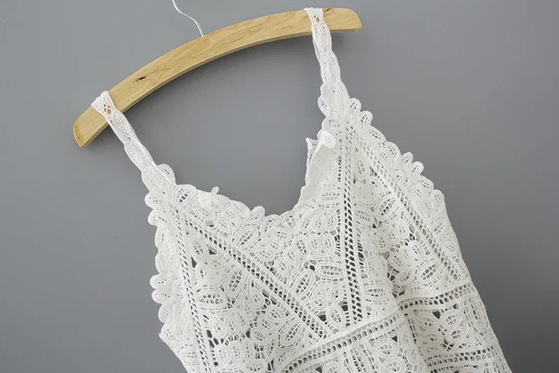 SHOP EASY™ Cotton Crochet Tank Top Sexy Knitted Hollow Out Vest Crop Top for Women