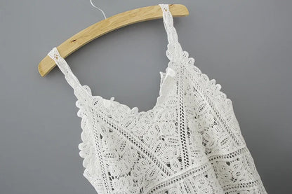 SHOP EASY™ Cotton Crochet Tank Top Sexy Knitted Hollow Out Vest Crop Top for Women