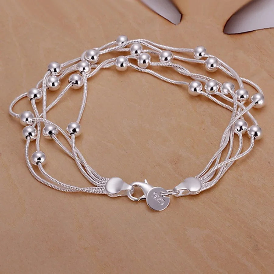 hot sell fashion fine product 925 Sterling Silver Jewelry chain beads Bracelets For cute lady women gifts