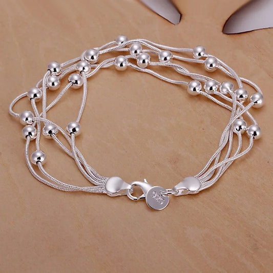 hot sell fashion fine product 925 Sterling Silver Jewelry chain beads Bracelets For cute lady women gifts