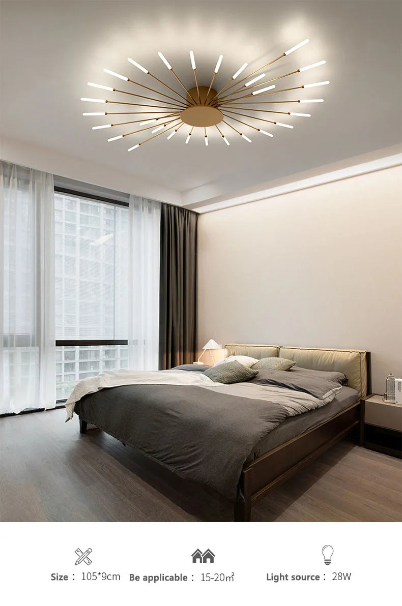 Bedroom Ceiling Light Fixtures Modern LED Ceiling Chandelier Light for Living Room Nordic Firework Dining Room Hall Ceiling Lamp