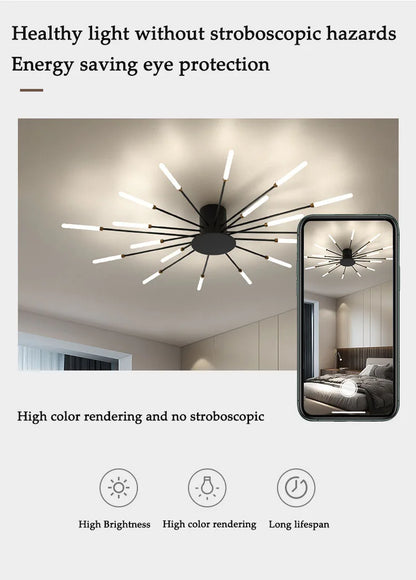 Bedroom Ceiling Light Fixtures Modern LED Ceiling Chandelier Light for Living Room Nordic Firework Dining Room Hall Ceiling Lamp